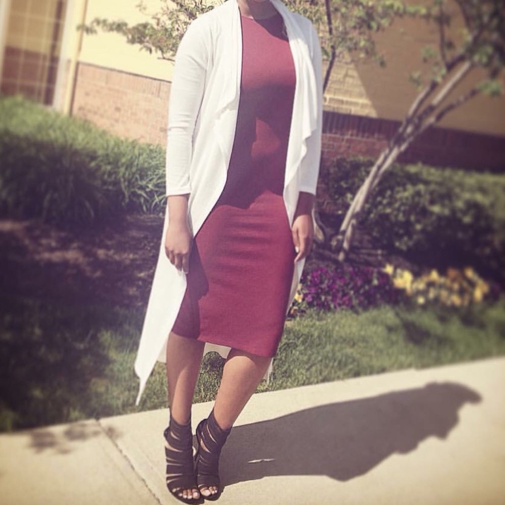Burgundy midi dress